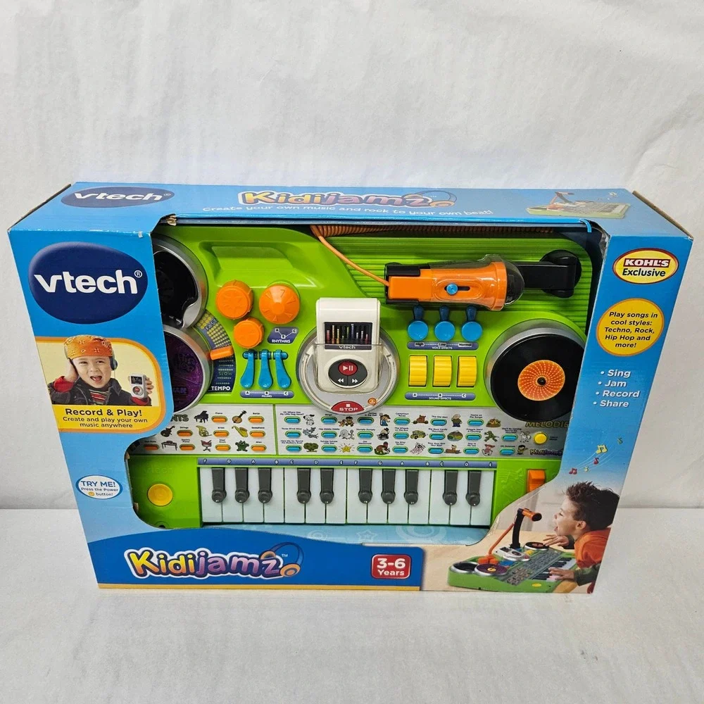 VTech KidiJamz Studio Music Station Keyboard DJ Scratch‎ Pad Microphone New